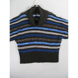 Faded Glory XL Striped‎ Cowl Neck Sweater – Short Sleeve Acrylic Knit Retro Y2K